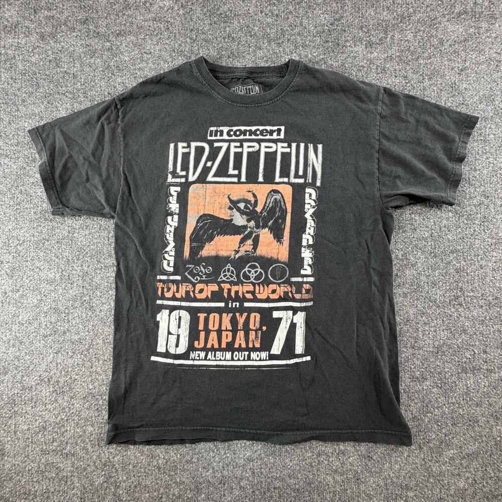 Led Zeppelin Shirt Mens Medium Black 1971 Tokyo Japan Tour Band Graphic Tee
